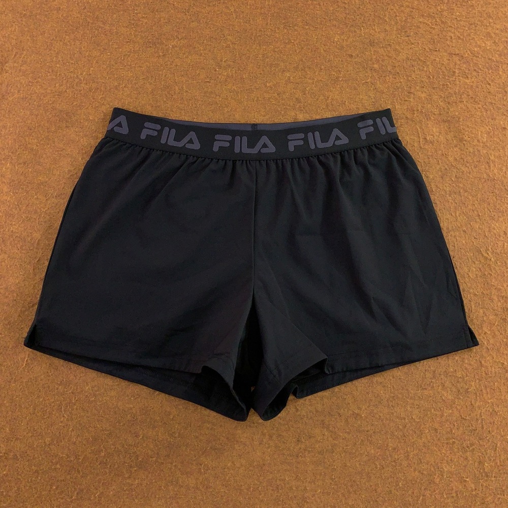 Fila Womens Medium Black Logo Waistband Running Athletic Shorts New